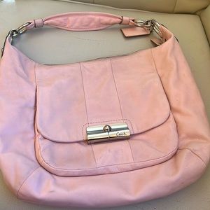 Coach pink leather hobo handbag